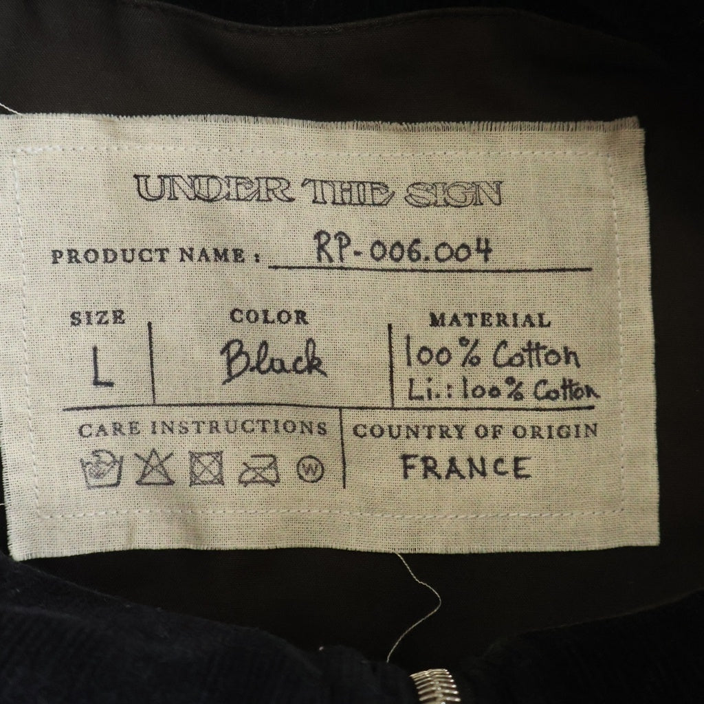 UNDER THE SIGN(アンダーザサイン) Gloved Denim Jacket ジップアップ デニムジャケット ブラック RP-006.004