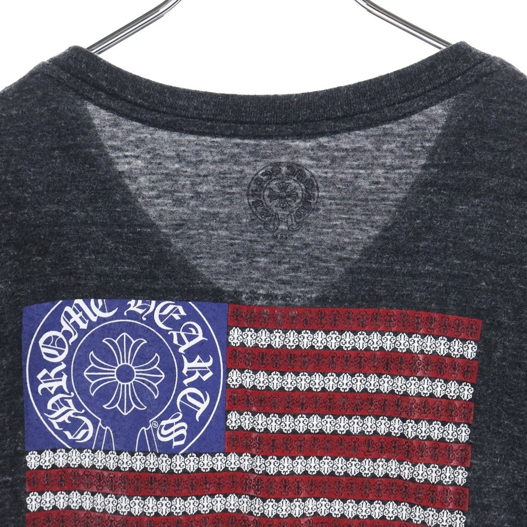 CHROME HEARTS(クロムハーツ) AMERICAN FLAG S/S TEE アメリカンフラッグ Vネック 半袖Tシャツ カットソー グレー