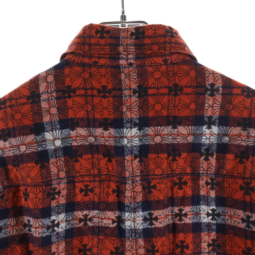 CHROME HEARTS(クロムハーツ) LOOSE ENDS ルーズエンド クロスボールボタン 長袖チェックシャツ レッド