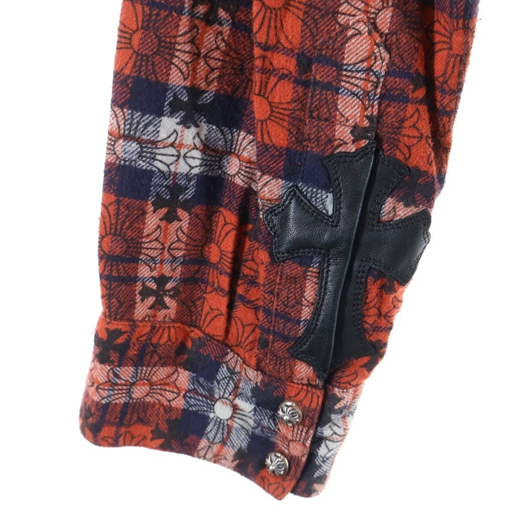 CHROME HEARTS(クロムハーツ) LOOSE ENDS ルーズエンド クロスボールボタン 長袖チェックシャツ レッド