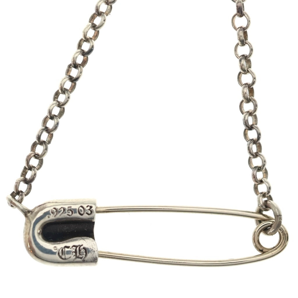 CHROME HEARTS(クロムハーツ) SAFETY PIN R18 1DIAセーフティピンロールチェーン 1ダイヤシルバーネックレス