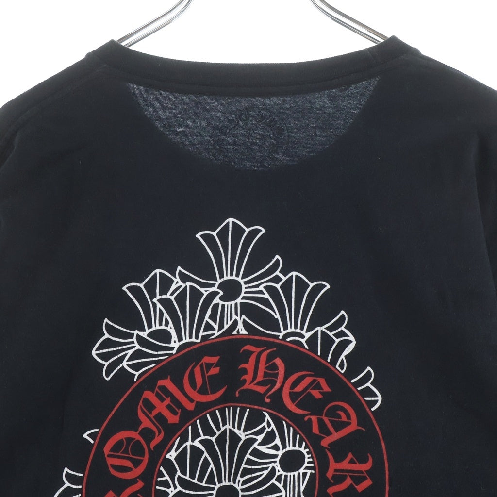 CHROME HEARTS(クロムハーツ) BACK HORSESHOE CEMETERY CROSS L/S TEE バック ホースシュー セメタリークロスプリント 長袖Tシャツ カットソー ブラック