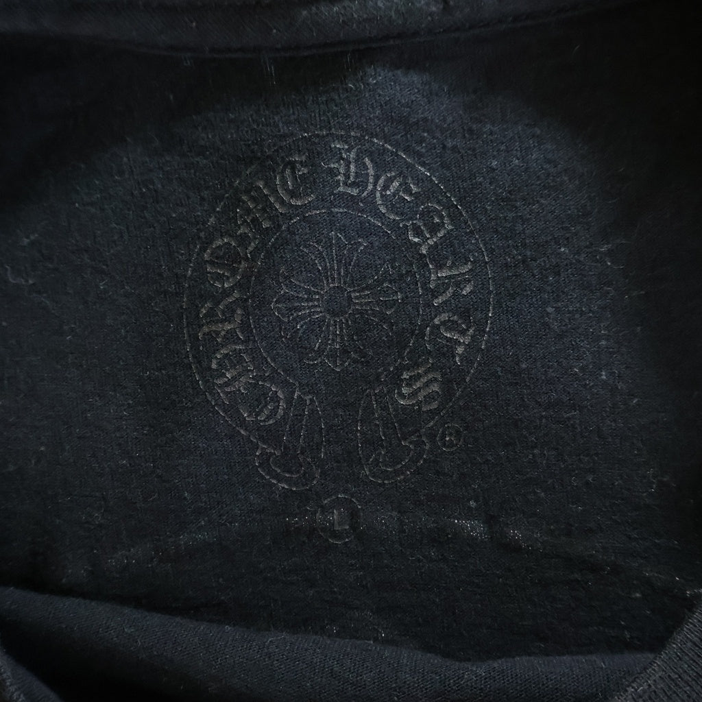 CHROME HEARTS(クロムハーツ) ×The Rolling Stones Lip And Tongue ローリングストーンズ リップアンドタン 袖フローラルプリント 長袖Tシャツ カットソー ブラック