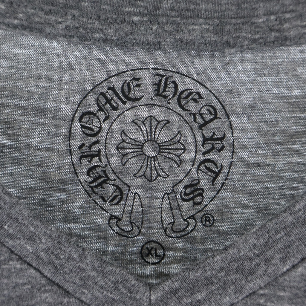 CHROME HEARTS(クロムハーツ) 3CH CROSS HORSESHOE PRINT 3CHクロス ホースシュープリント Vネック 半袖Tシャツ カットソー グレー