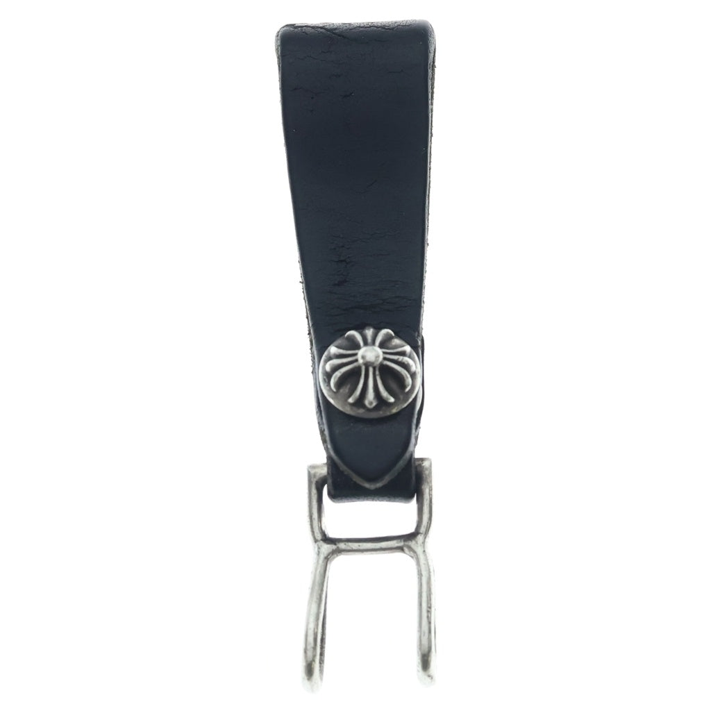 CHROME HEARTS(クロムハーツ) BELT LOOP クロスボールボタンレザーベルトループ シルバー/ブラック