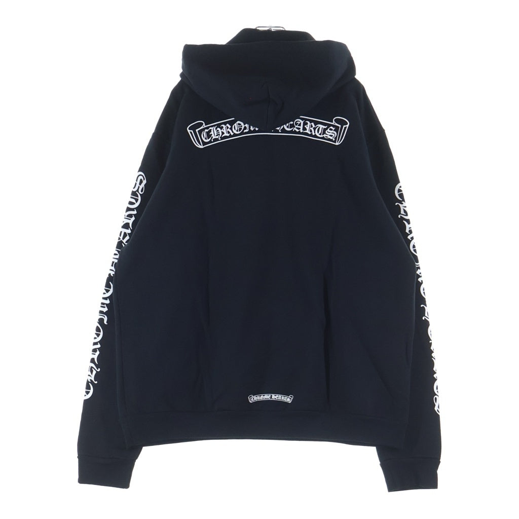 CHROME HEARTS(クロムハーツ) SWTSHRT HD PLVR バックスクロールラベル袖英字プリント プルオーバーパーカー ブラック