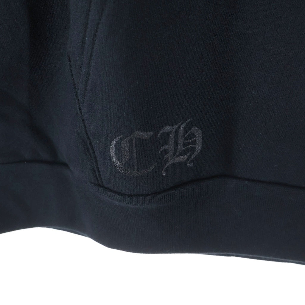 CHROME HEARTS(クロムハーツ) SWTSHRT HD PLVR バックスクロールラベル袖英字プリント プルオーバーパーカー ブラック