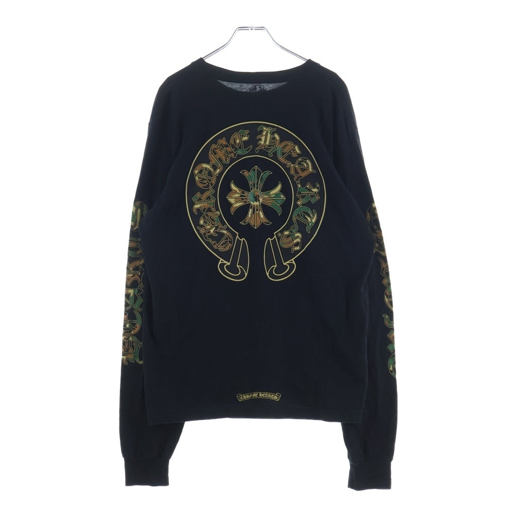 CHROME HEARTS(クロムハーツ) CAMO HORSE SHOE カモホースシュー バックプリント長袖Tシャツ ブラック