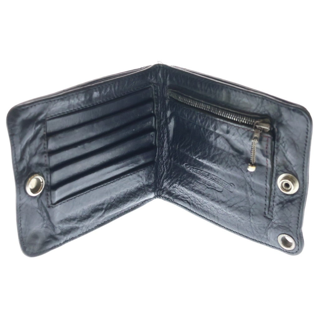CHROME HEARTS(クロムハーツ) 1SNAP 1スナップ クロス ボールボタン レザーウォレット 財布 ブラック