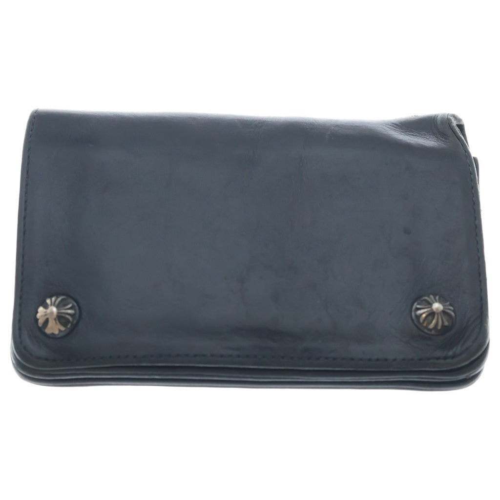 CHROME HEARTS(クロムハーツ) 1ZIP 1ジップ クロスボールボタン レザーウォレット 財布 ブラック