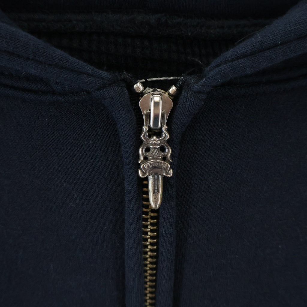 CHROME HEARTS(クロムハーツ) METALLIC STAR CROSS BACK SCROLL THERMAL HD ZIP メタリックスタークロス バックスクロール 裏地サーマル ジップアップパーカー ブラック