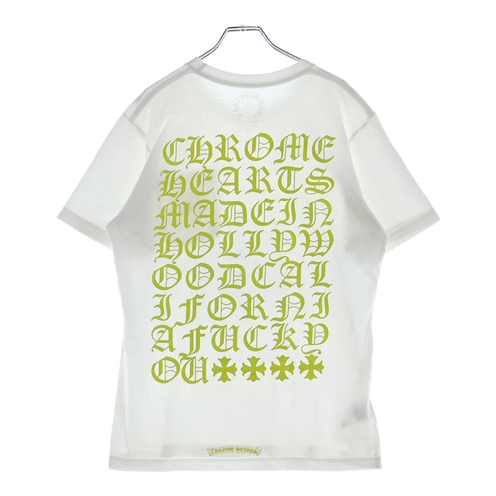 CHROME HEARTS(クロムハーツ) VERTICAL LOGO バーティカル ロゴ プリント 半袖カットソー Tシャツ ホワイト/ネオンイエロー