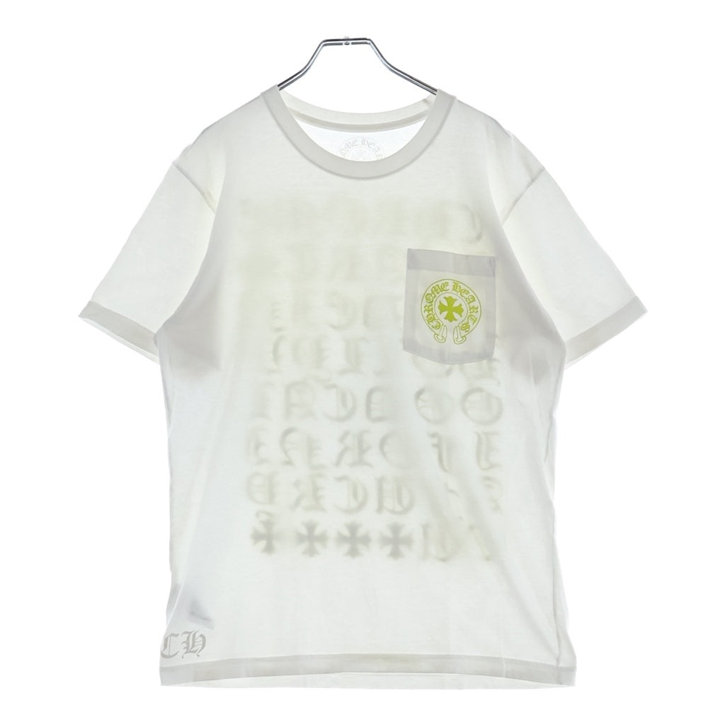 CHROME HEARTS(クロムハーツ) VERTICAL LOGO バーティカル ロゴ プリント 半袖カットソー Tシャツ ホワイト/ネオンイエロー