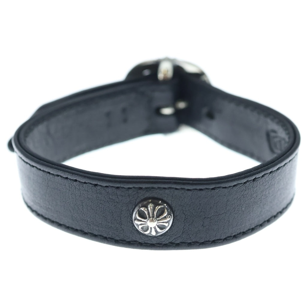 CHROME HEARTS(クロムハーツ) GUNSLINGER ガンスリンガー クロスボール レザーブレスレット ブラック/シルバー BCA146