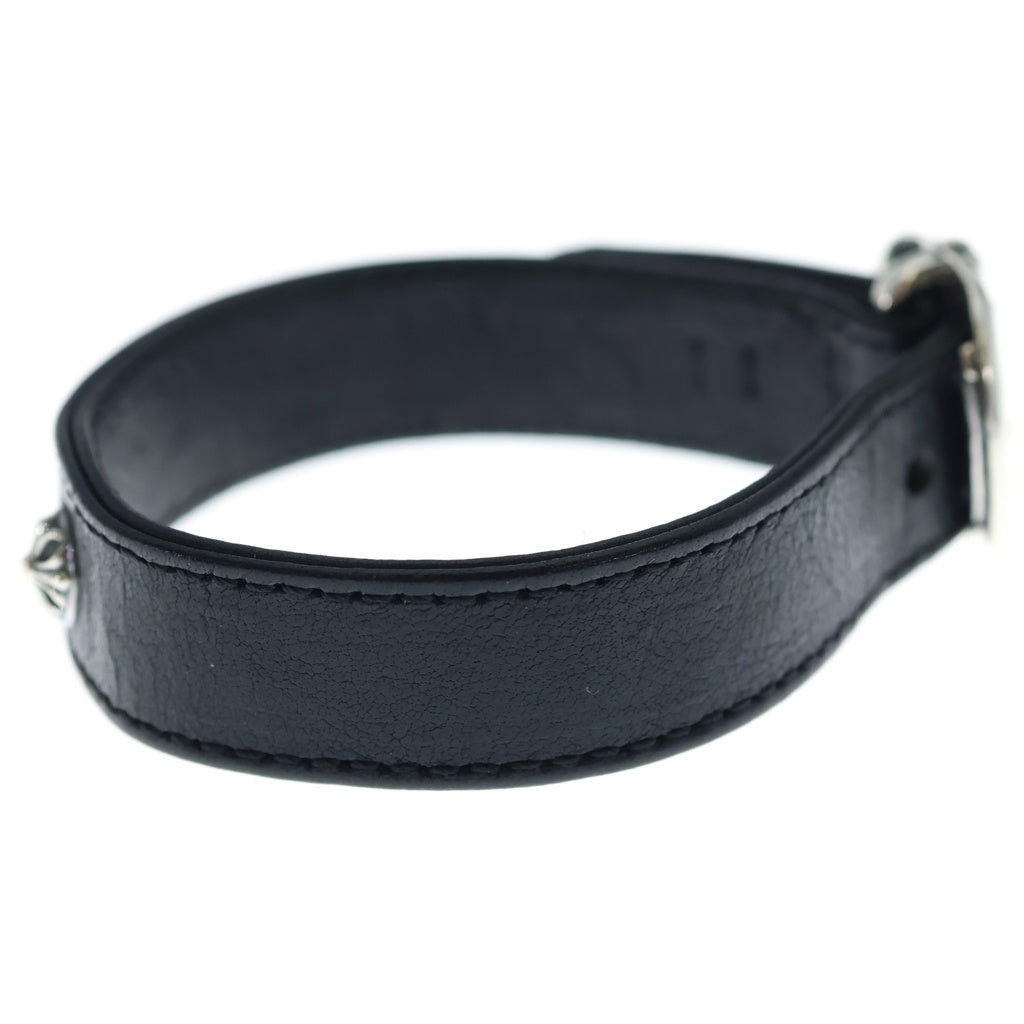 CHROME HEARTS(クロムハーツ) GUNSLINGER ガンスリンガー クロスボール レザーブレスレット ブラック/シルバー BCA146