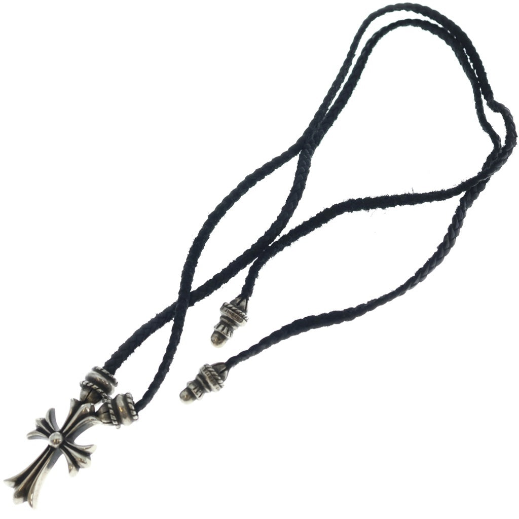 CHROME HEARTS(クロムハーツ) CH CRS SML CL スモールCHクロス クリンプト レザーブレイド ネックレス シルバー/ブラック BCA217