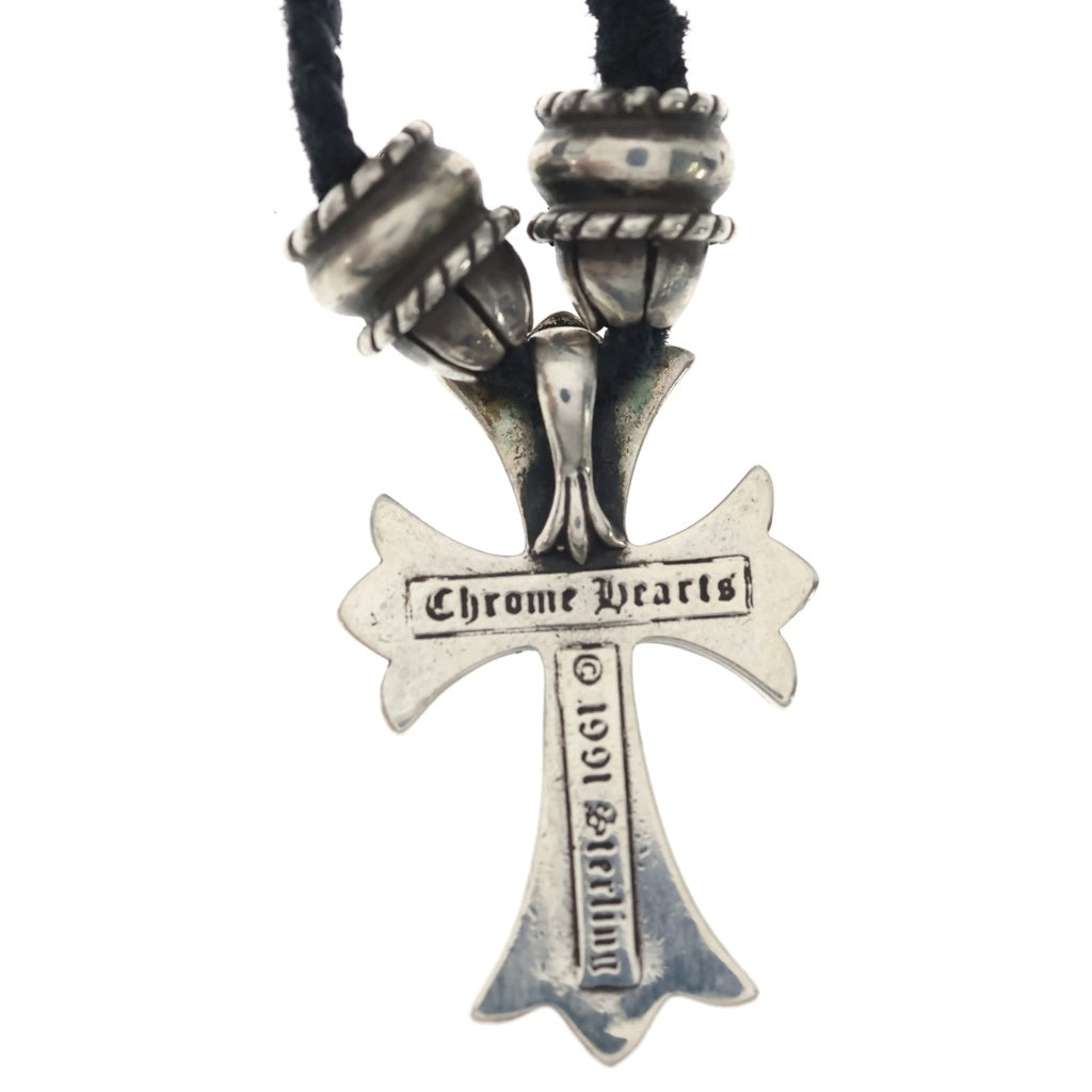 CHROME HEARTS(クロムハーツ) CH CRS SML CL スモールCHクロス クリンプト レザーブレイド ネックレス シルバー/ブラック BCA217