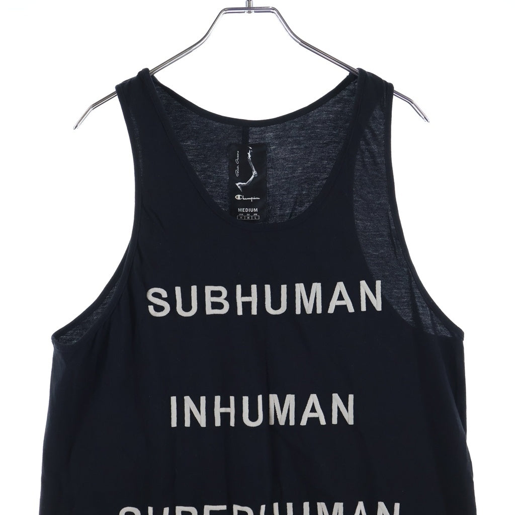 Rick Owens(リックオウエンス) ×CHAMPION BASKETBALL TANK フロントロゴ タンクトップ ブラック CM01E1678-CHJG