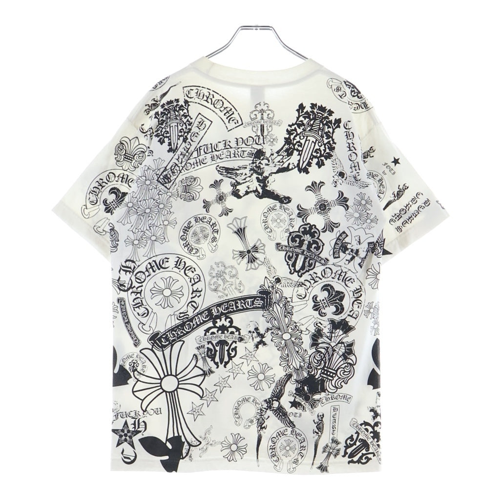 CHROME HEARTS(クロムハーツ) OLD CH T-SHRT 3 マルチモチーフ 総柄プリント Tシャツ 半袖カットソー ホワイト