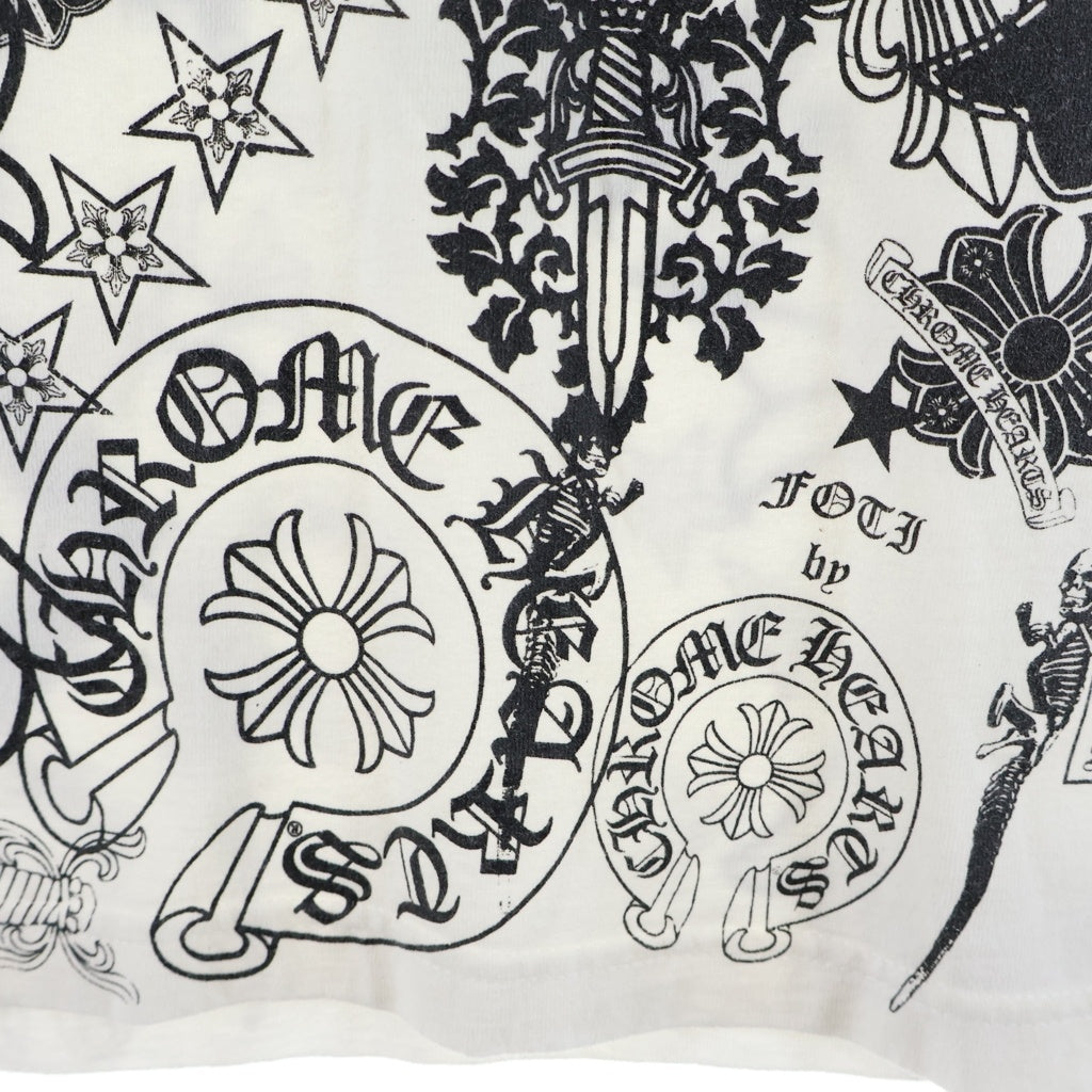 CHROME HEARTS(クロムハーツ) OLD CH T-SHRT 3 マルチモチーフ 総柄プリント Tシャツ 半袖カットソー ホワイト