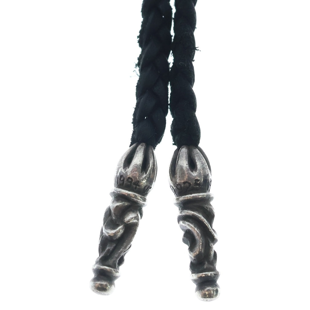 CHROME HEARTS(クロムハーツ) LEATHER BRAID スクロールレザーブレード ネックレス ブラック/シルバー