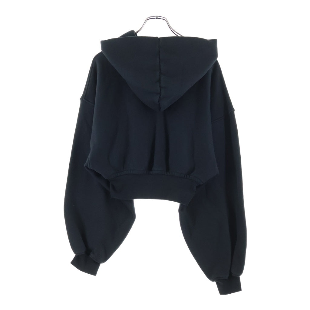 ALEXANDER WANG(アレキサンダーワン) Cropped Zip-up Hoodie クロップドジップアップフーディーパーカー ブラック レディース 4CC1242077