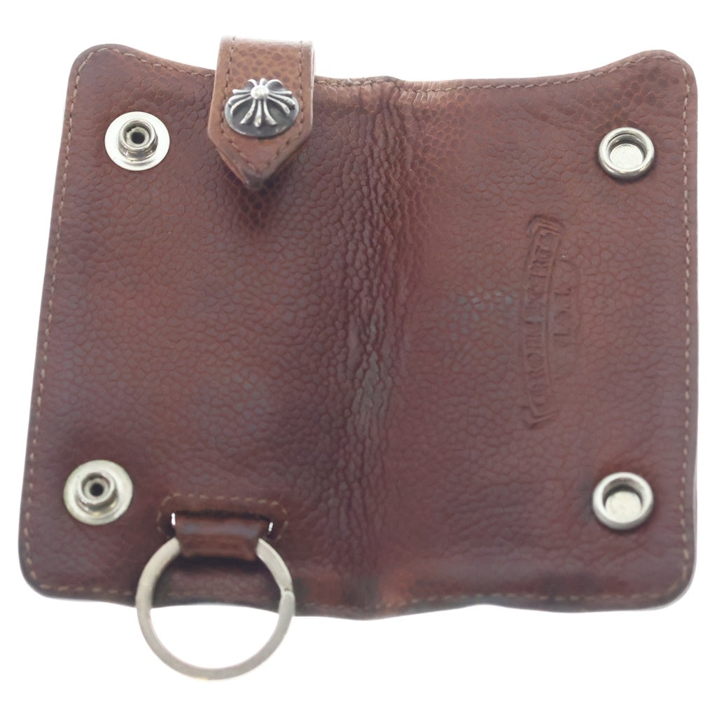CHROME HEARTS(クロムハーツ) KEY CASE クロスボールボタン レザー キーケース ブラウン/シルバー
