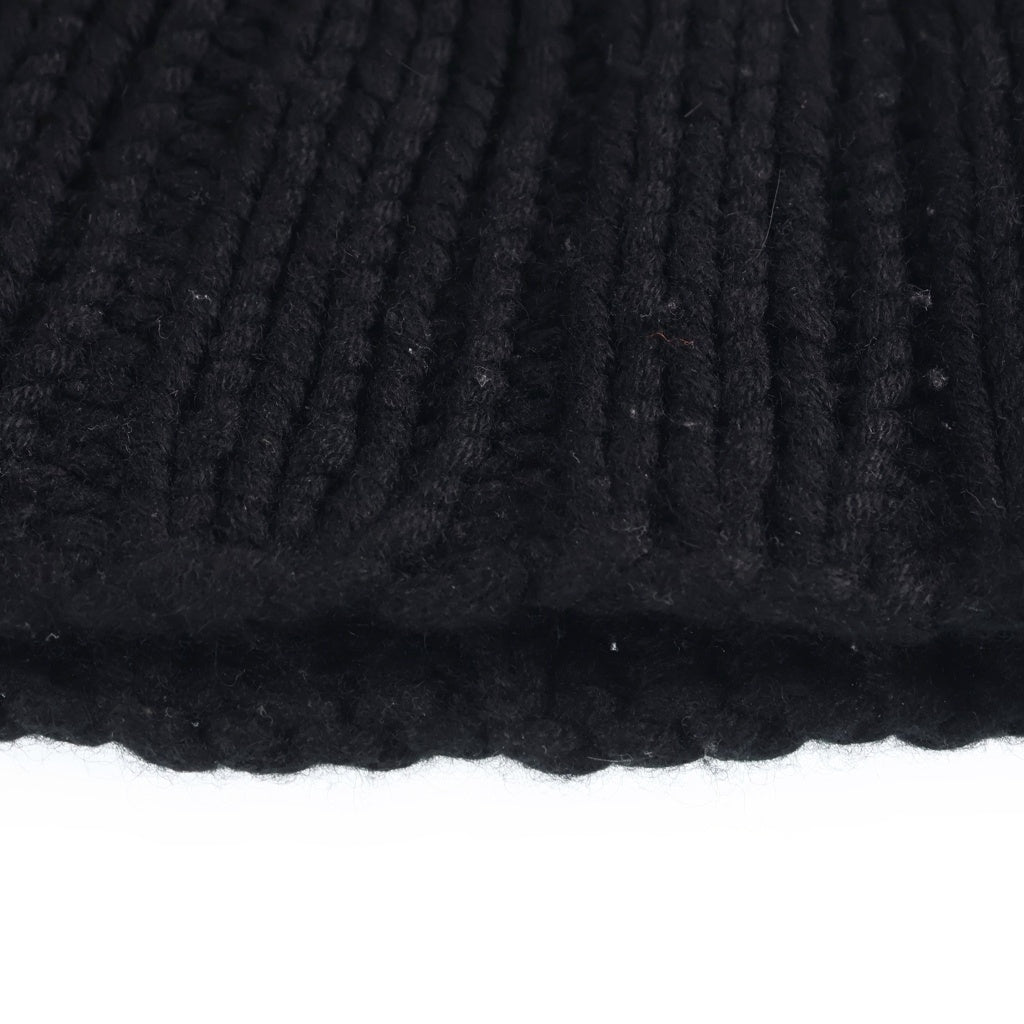 CHROME HEARTS(クロムハーツ) CASHMERE BEANIE クロスパッチ付き カシミヤ クロスボール シングルビーニー ニット帽 ブラック
