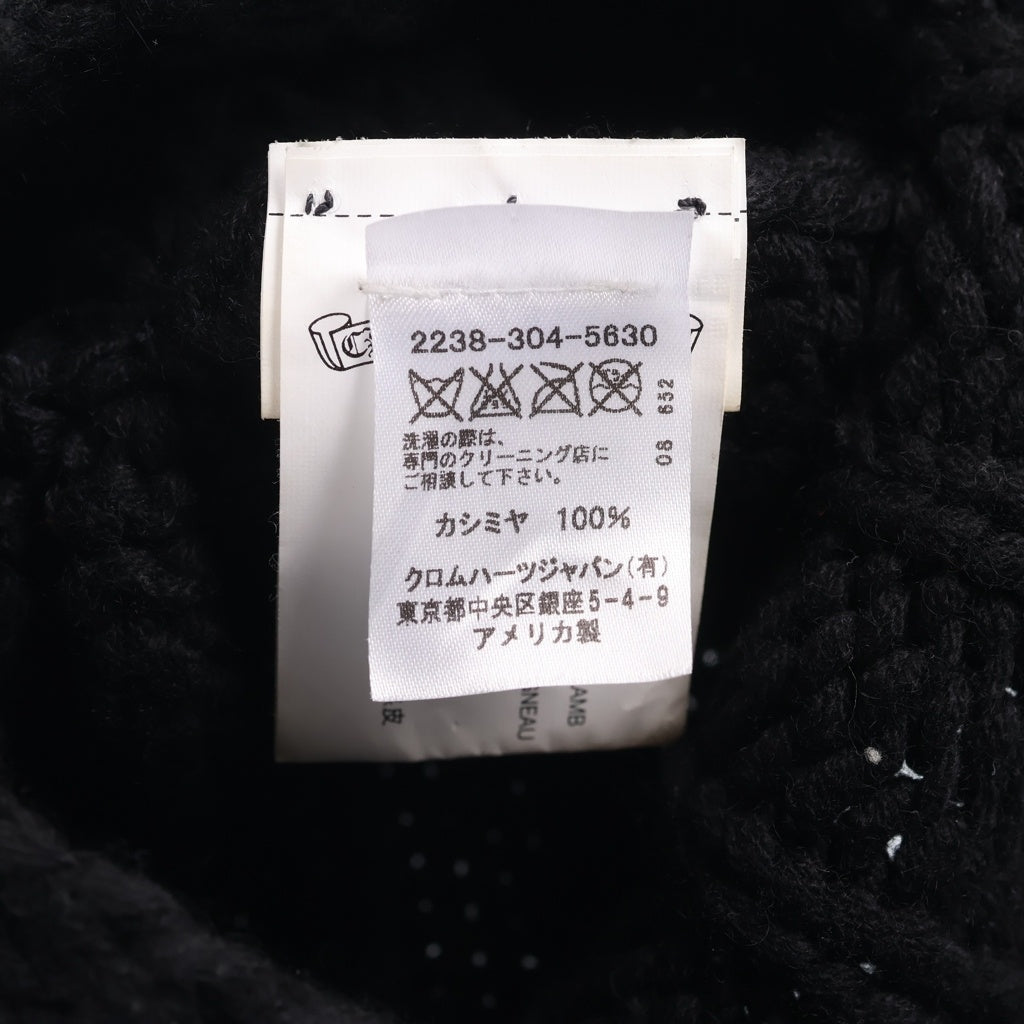 CHROME HEARTS(クロムハーツ) CASHMERE BEANIE クロスパッチ付き カシミヤ クロスボール シングルビーニー ニット帽 ブラック
