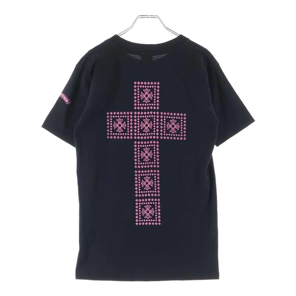 CHROME HEARTS(クロムハーツ) OLD CH PLS CROSS TEE オールド バックCHプラス クロスプリント 半袖Tシャツ カットソー ブラック/ピンク