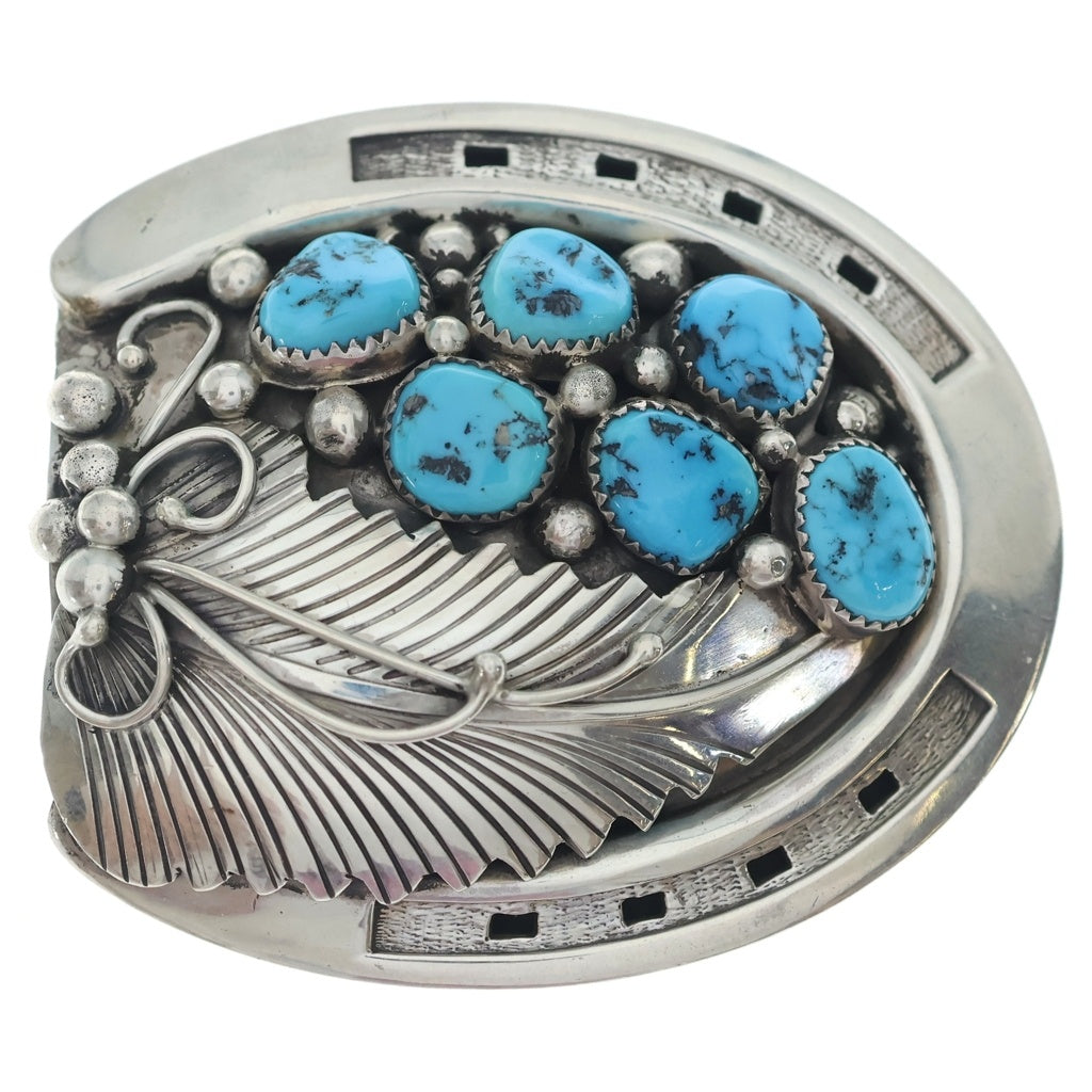INDIAN JEWELRY(インディアンジュエリー) ナバホ族 RB刻印 ターコイズ バックル シルバー