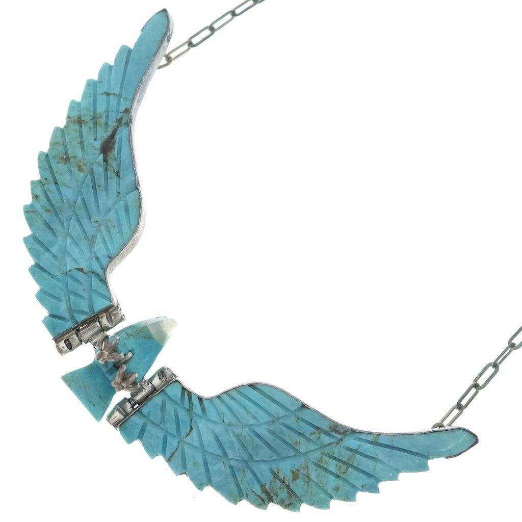 INDIAN JEWELRY(インディアンジュエリー) ナバホ族 F.TOM作 ターコイズ イーグル ネックレス シルバー
