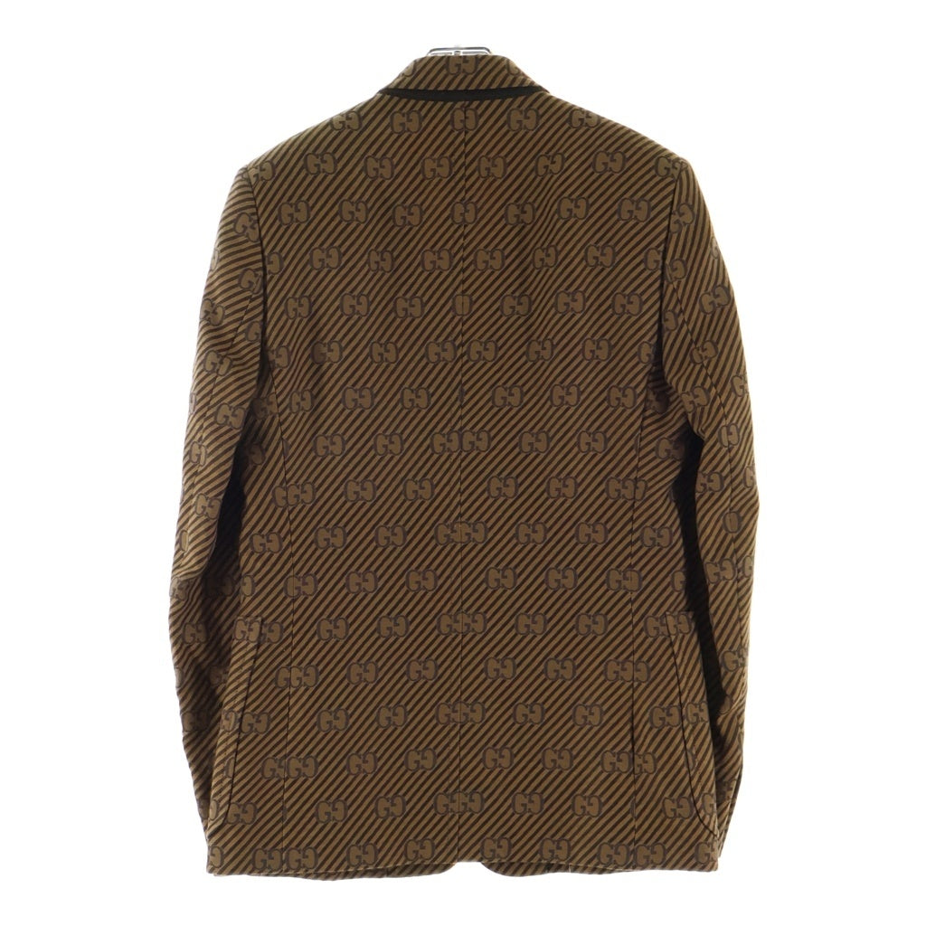 GUCCI(グッチ) 20AW GG Jacquard Jacket GG総柄 ストライプ ジャガード テーラードジャケット ブラウン 618666 ZAEAK
