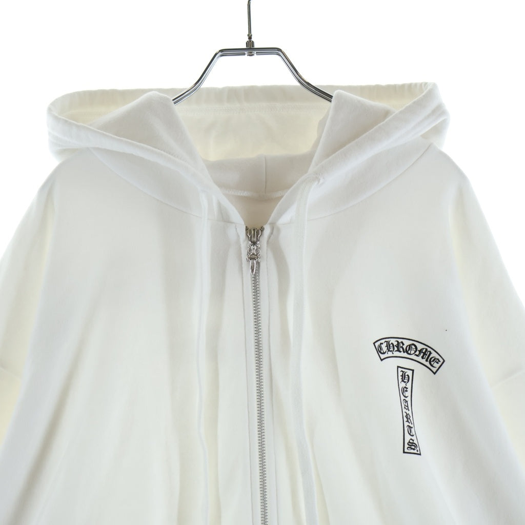 CHROME HEARTS(クロムハーツ) SWTSHRT HD ZIP バッグアーチロゴプリント ジップアップパーカー ホワイト