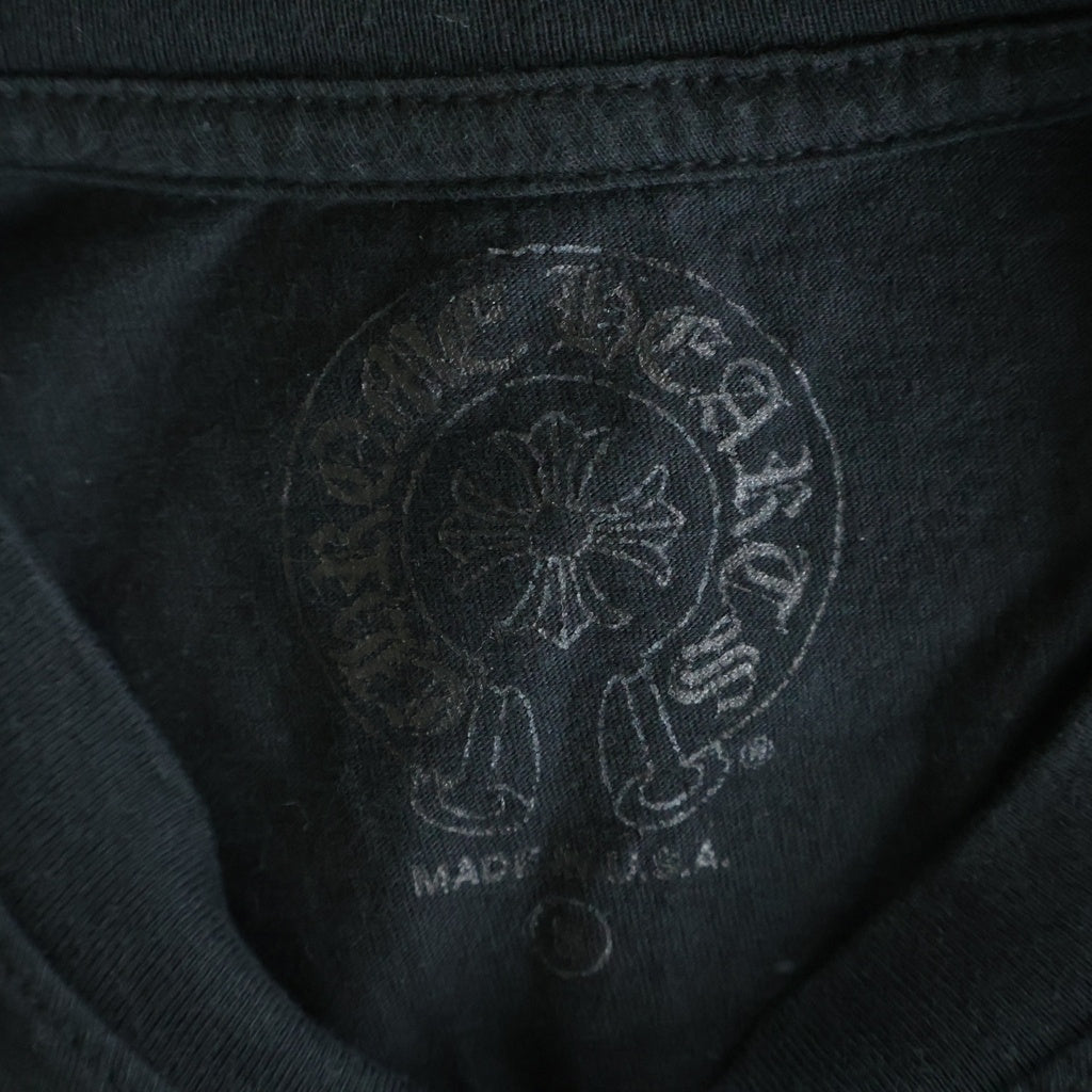 CHROME HEARTS(クロムハーツ) Floral Cross Horseshoe Long Sleeve Tee フローラルクロス ホースシュー ロングスリーブ Tシャツ ブラック/ネオンイエロー