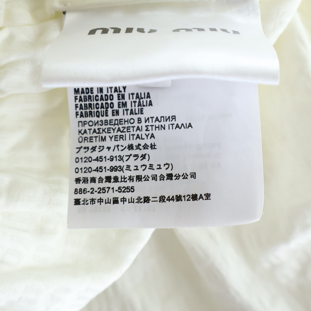 miumiu(ミュウミュウ) クロップド丈 ノースリーブ ブラウス シャツ ホワイト MT1901 8232 1XLJ レディース