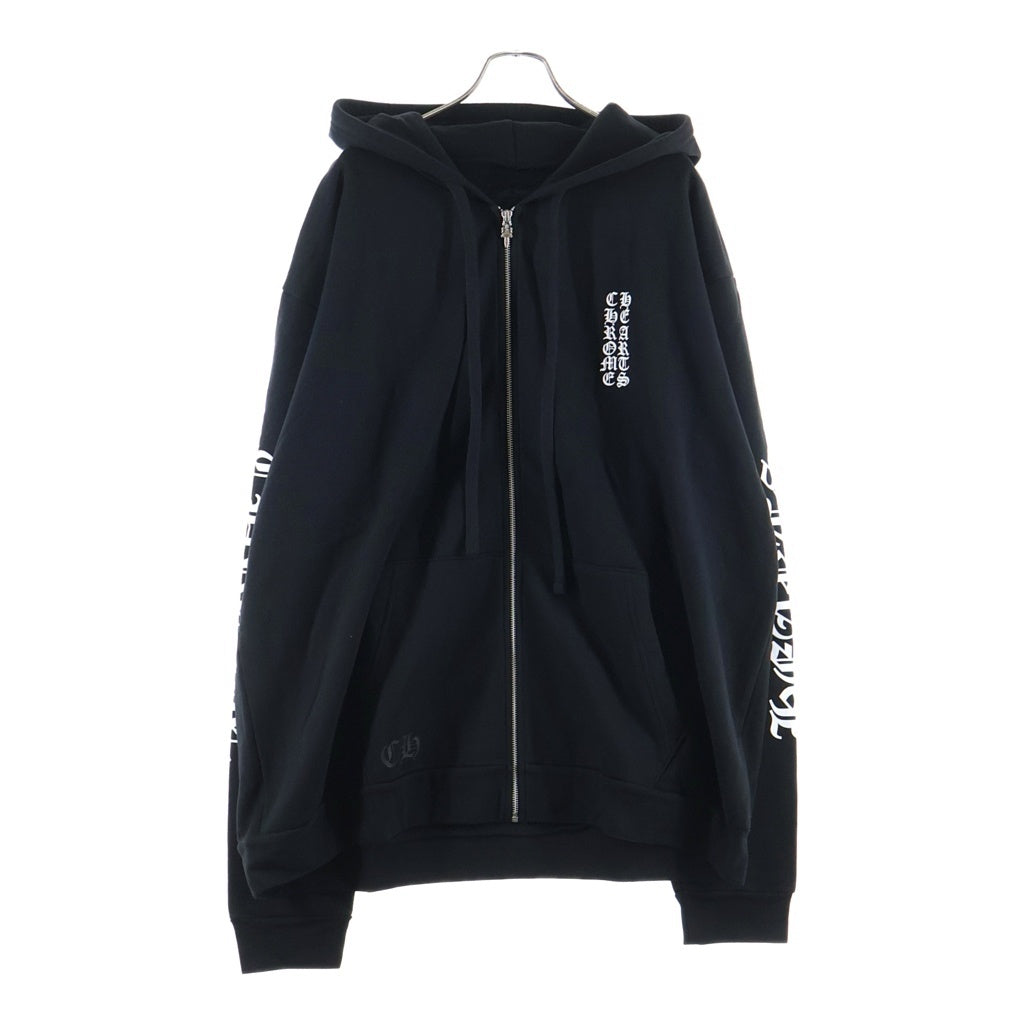 CHROME HEARTS(クロムハーツ) SWTSHRT HD ZIP アームロゴプリント ジップアップパーカー ブラック