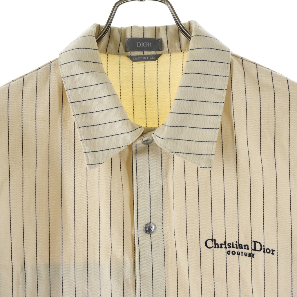 Christian Dior(クリスチャンディオール) Couture Over Shirts クチュール ピンストライプ 刺繍 オーバーサイズ 長袖シャツ ベージュ 033D490J318X