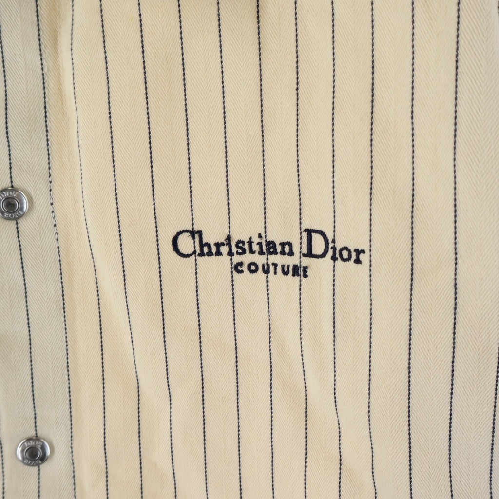 Christian Dior(クリスチャンディオール) Couture Over Shirts クチュール ピンストライプ 刺繍 オーバーサイズ 長袖シャツ ベージュ 033D490J318X