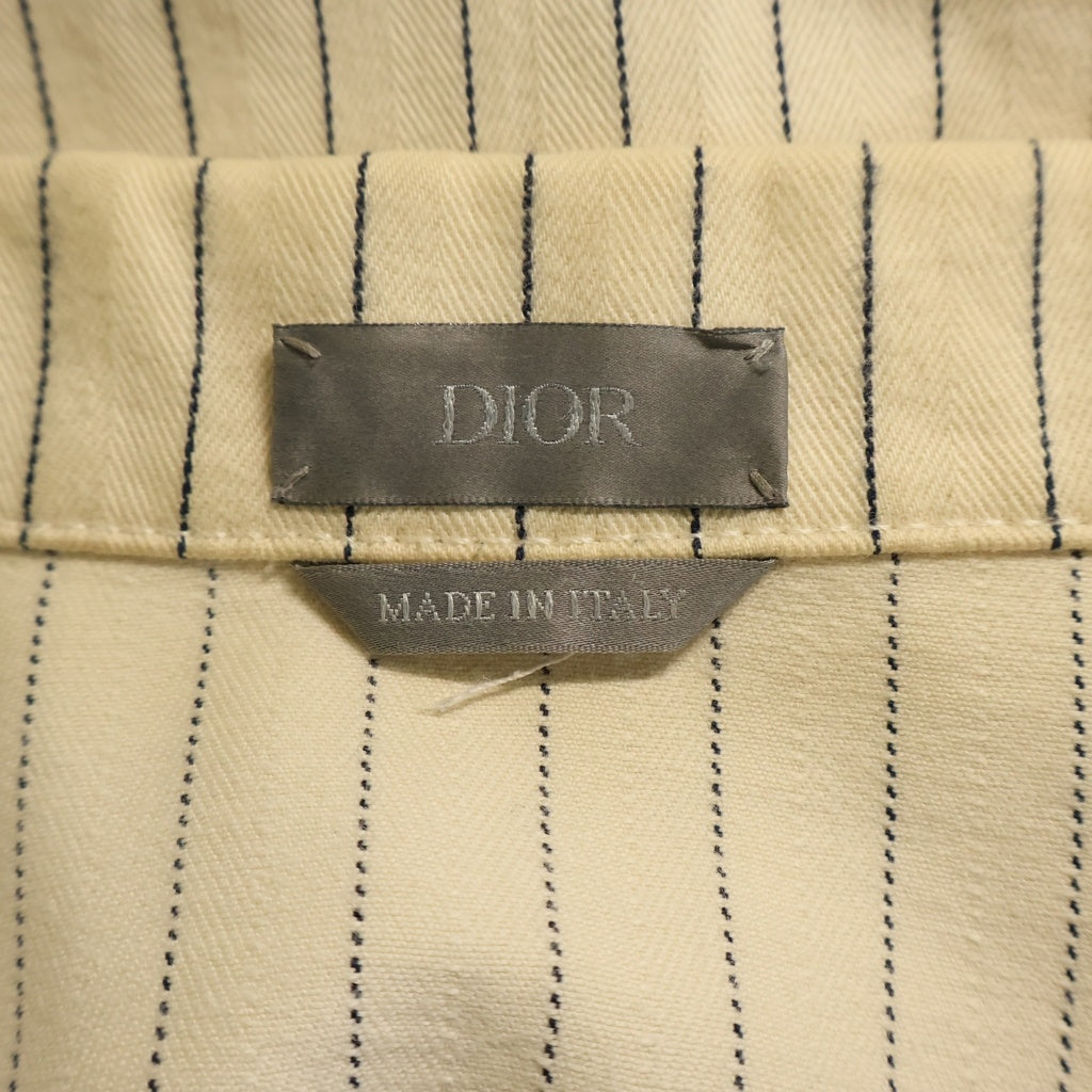 Christian Dior(クリスチャンディオール) Couture Over Shirts クチュール ピンストライプ 刺繍 オーバーサイズ 長袖シャツ ベージュ 033D490J318X