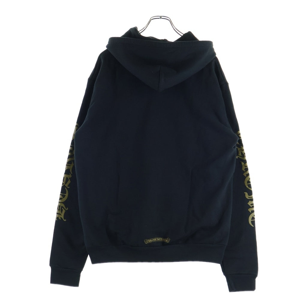CHROME HEARTS(クロムハーツ) SWTSHRT HD ZIP ヴァーティカルロゴ 袖英字プリント ダガージップ フーディー ブラック