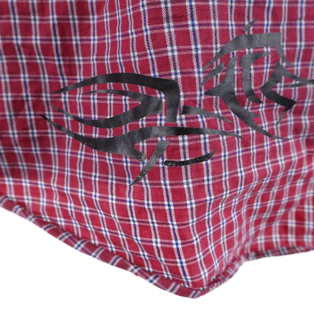 VETEMENTS(ヴェトモン) Tribal tattoo shirt Pinstripe トライバルタトゥー チェックシャツ レッド UAH19SH302