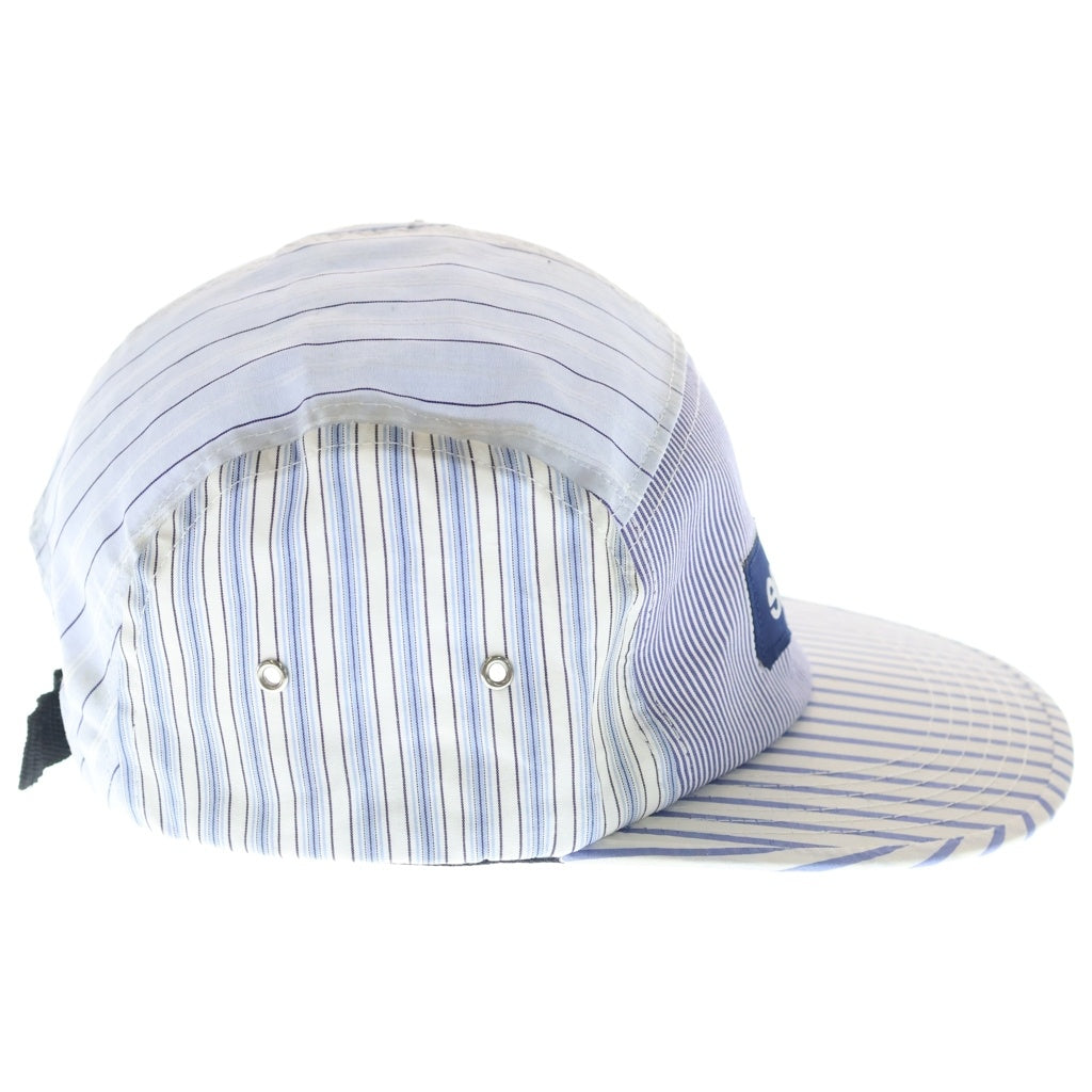 SUPREME(シュプリーム) 12SS ×COMME des GARCONS SHIRT Camp Cap コムデギャルソン シャツ 反転ロゴ ストライプ柄キャンプキャップ 帽子 ブルー レディース