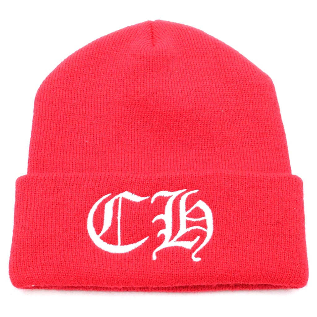 CHROME HEARTS(クロムハーツ) OLD WOOL WATCH CAP オールド CHロゴ刺繍 ビーニー ニット帽 帽子 レッド