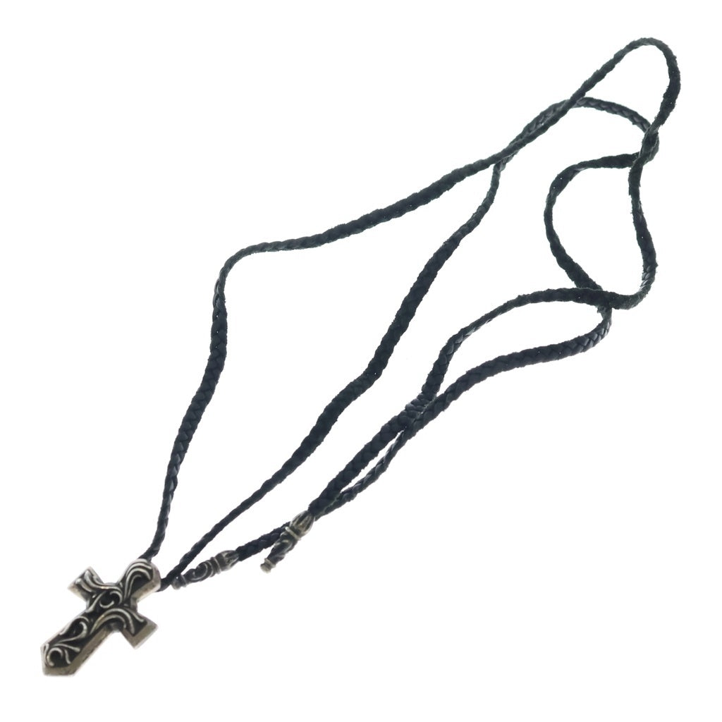 CHROME HEARTS(クロムハーツ) VULCAN CROSS SML LB バルカンクロス スモール レザーブレイド ネックレス シルバー/ブラック
