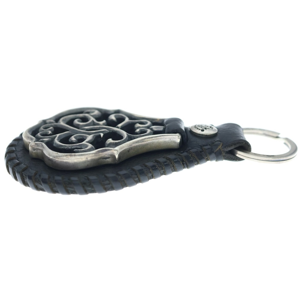 Gaboratory/Gabor(ガボラトリー/ガボール) ARABESQUE LEATHER BACKED KEYCHAIN アラベスク レザーバックド キーチェーン ブラック/シルバー