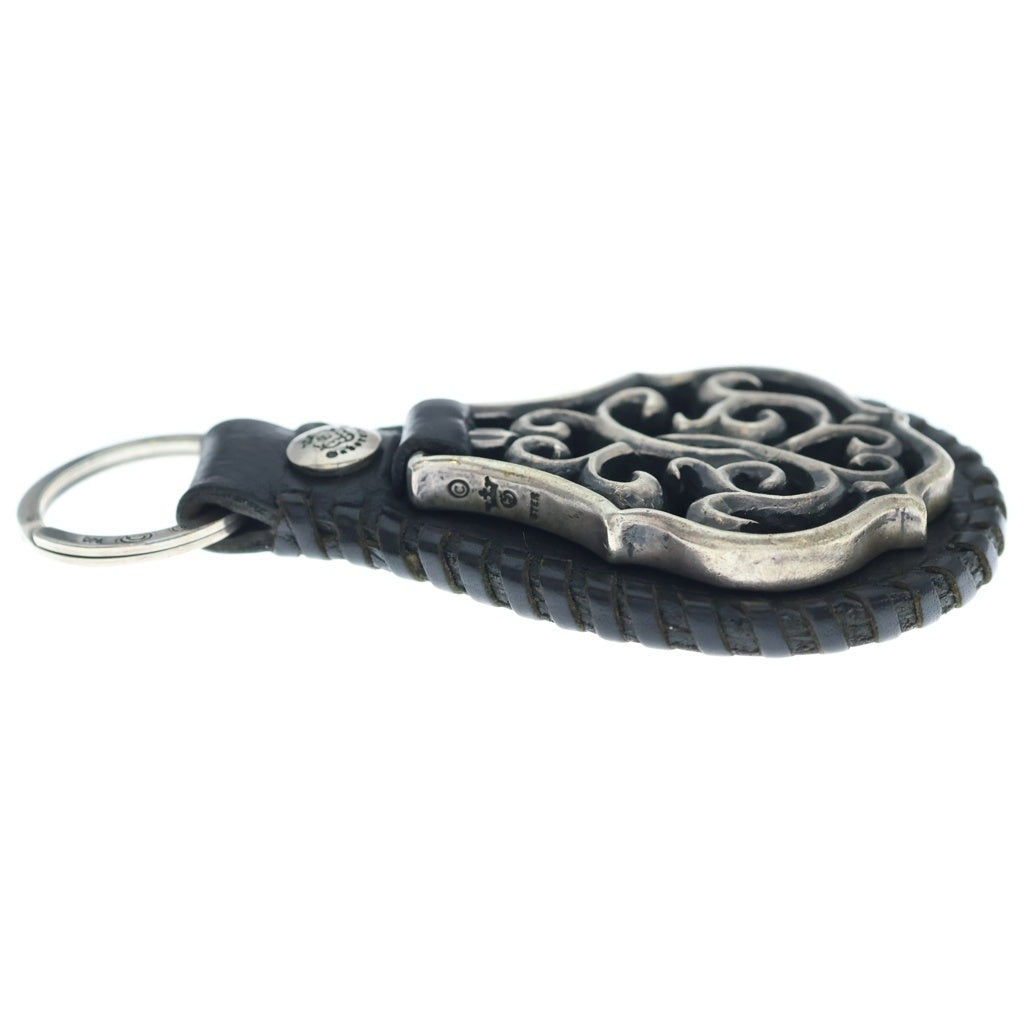 Gaboratory/Gabor(ガボラトリー/ガボール) ARABESQUE LEATHER BACKED KEYCHAIN アラベスク レザーバックド キーチェーン ブラック/シルバー