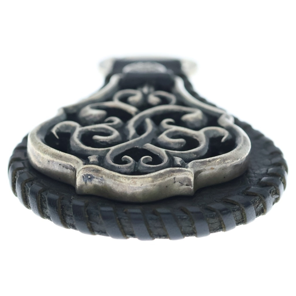 Gaboratory/Gabor(ガボラトリー/ガボール) ARABESQUE LEATHER BACKED KEYCHAIN アラベスク レザーバックド キーチェーン ブラック/シルバー