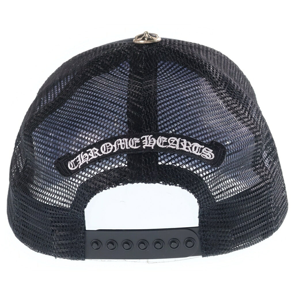 CHROME HEARTS(クロムハーツ) TRUCKER CAP トラッカーキャップ 3セメタリーハラコレザーパッチメッシュキャップ帽子 ブラック/ホワイト