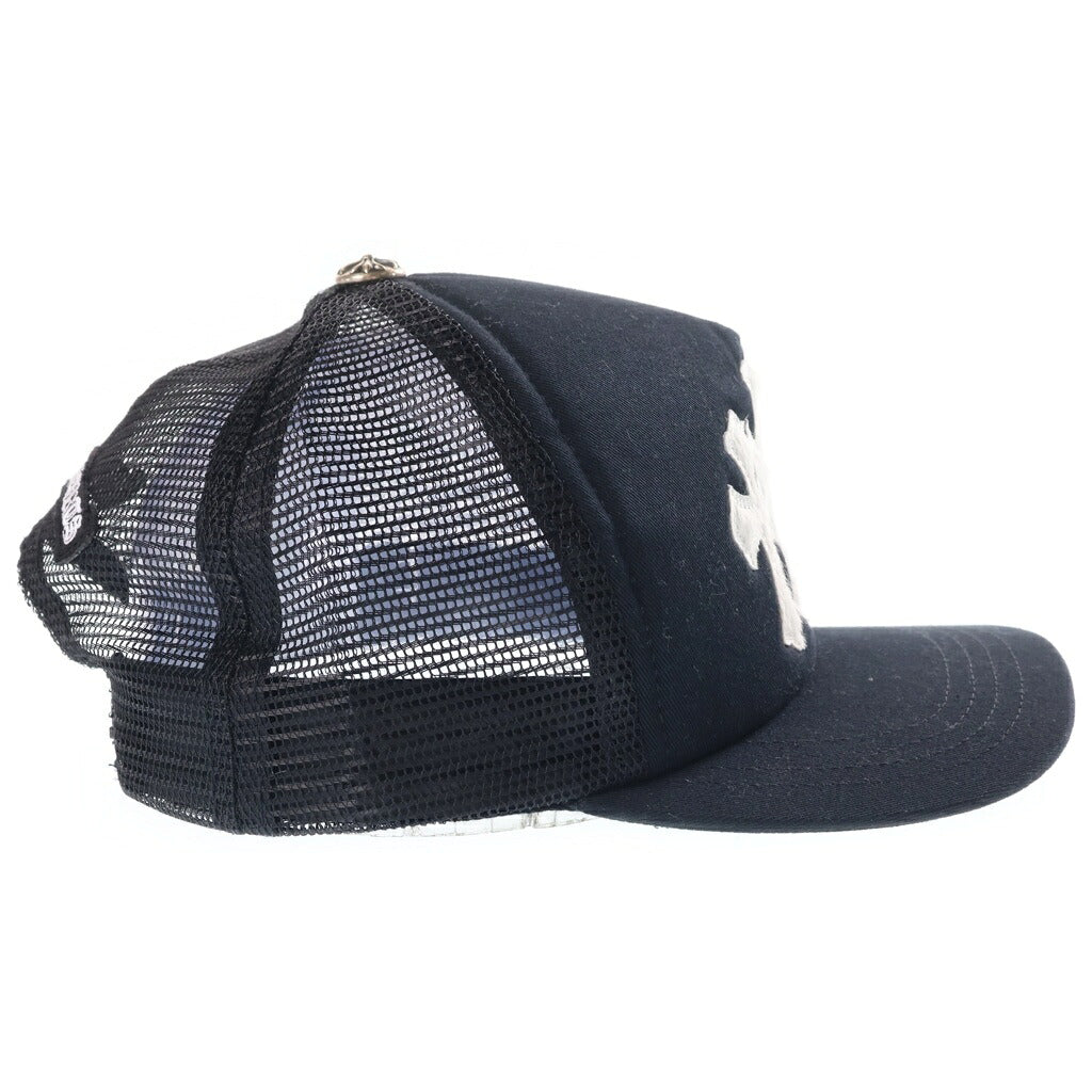 CHROME HEARTS(クロムハーツ) TRUCKER CAP トラッカーキャップ 3セメタリーハラコレザーパッチメッシュキャップ帽子 ブラック/ホワイト